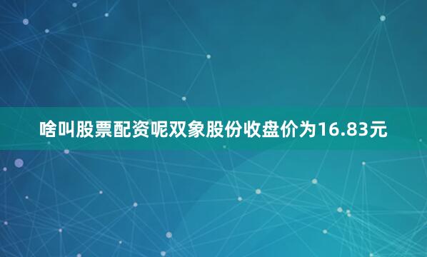 啥叫股票配资呢双象股份收盘价为16.83元